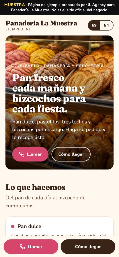 Muestra de página para una panadería